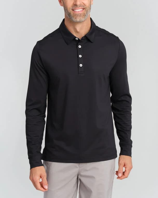 Long Sleeve Men's Black Polo