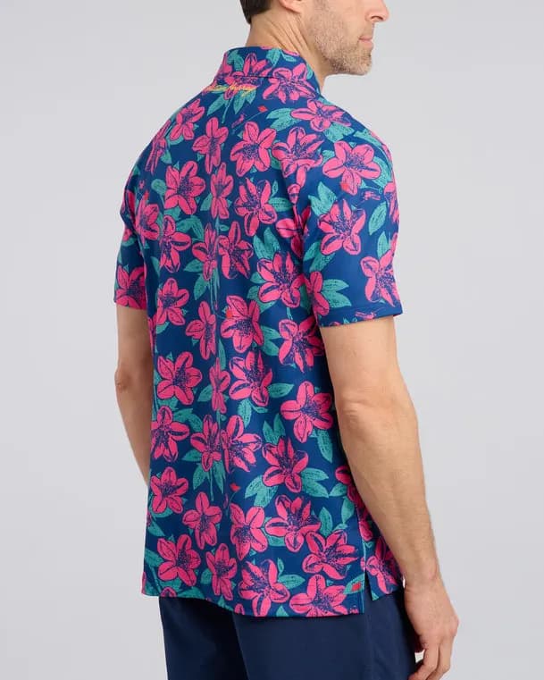 Pink Flower Golf Polo Shirt