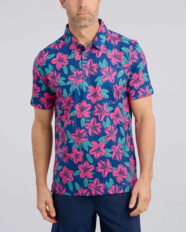 Pink Flower Golf Polo Shirt