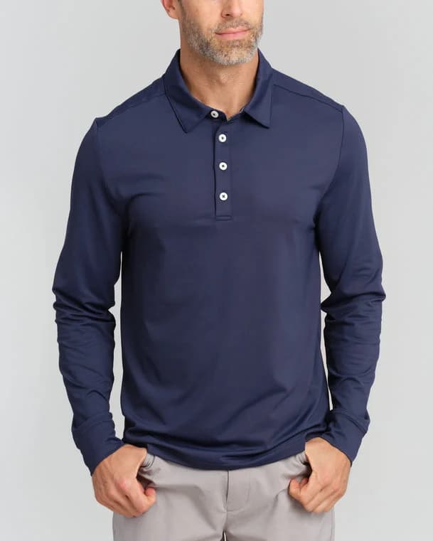 Long Sleeve Men's Navy Polo