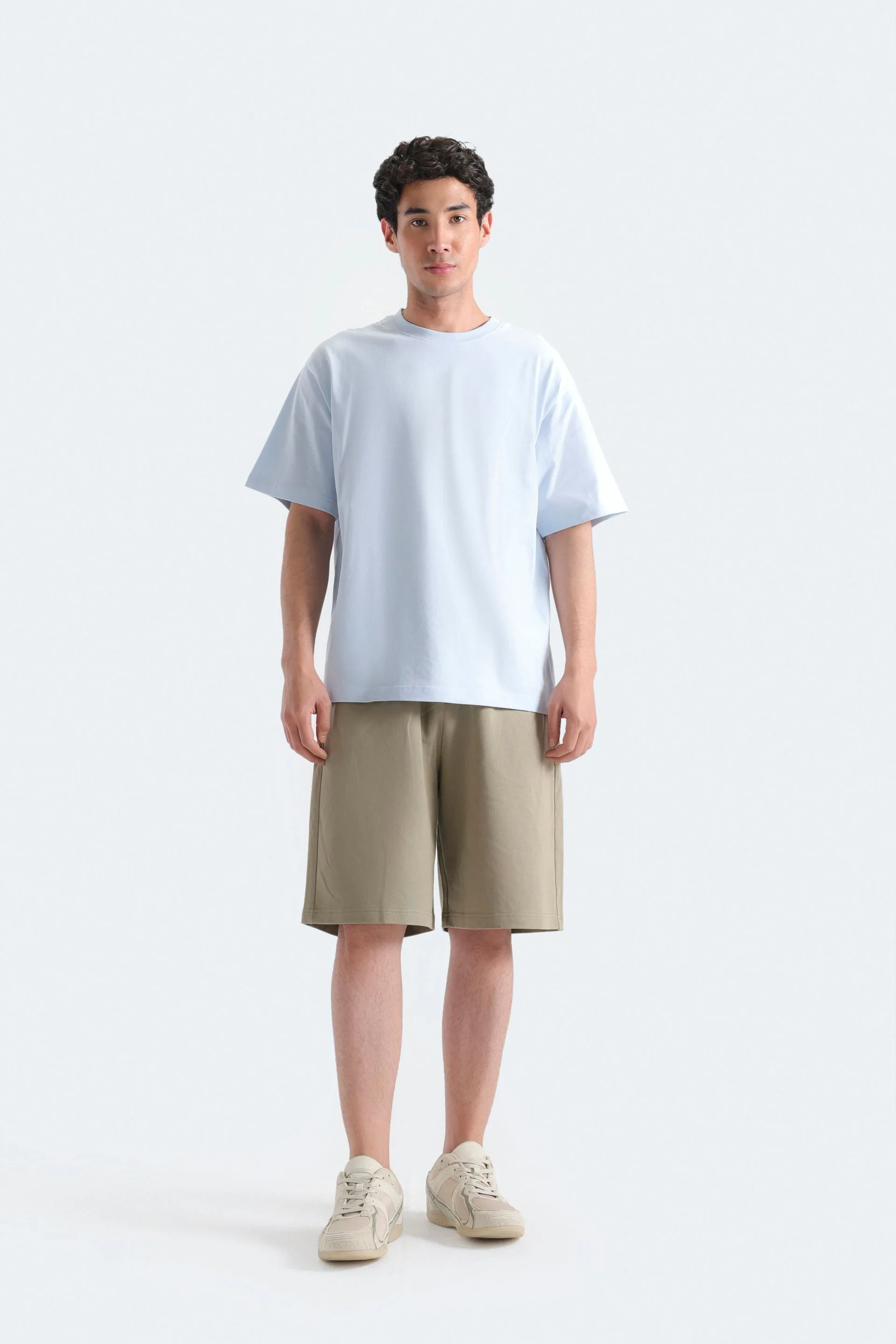 Crew Neck Dusty Blue T-Shirt - View 1