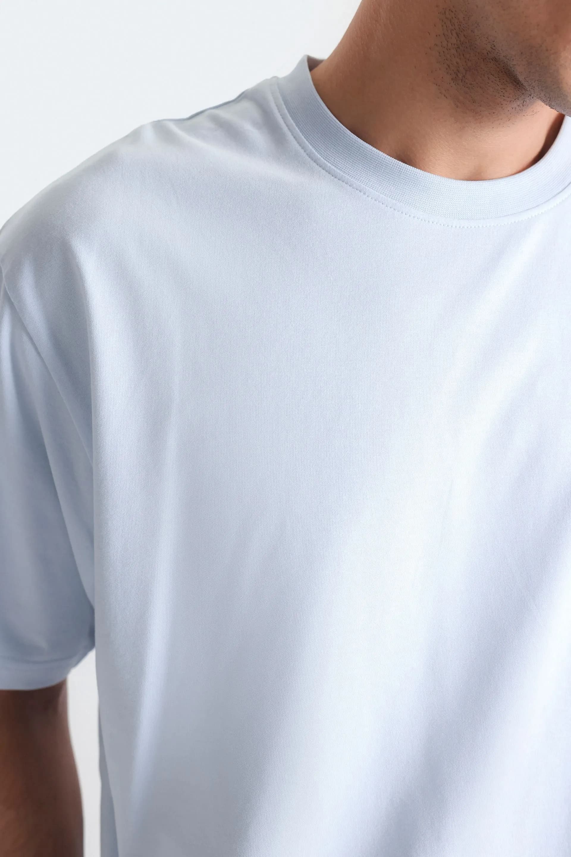 Crew Neck Dusty Blue T-Shirt - View 2