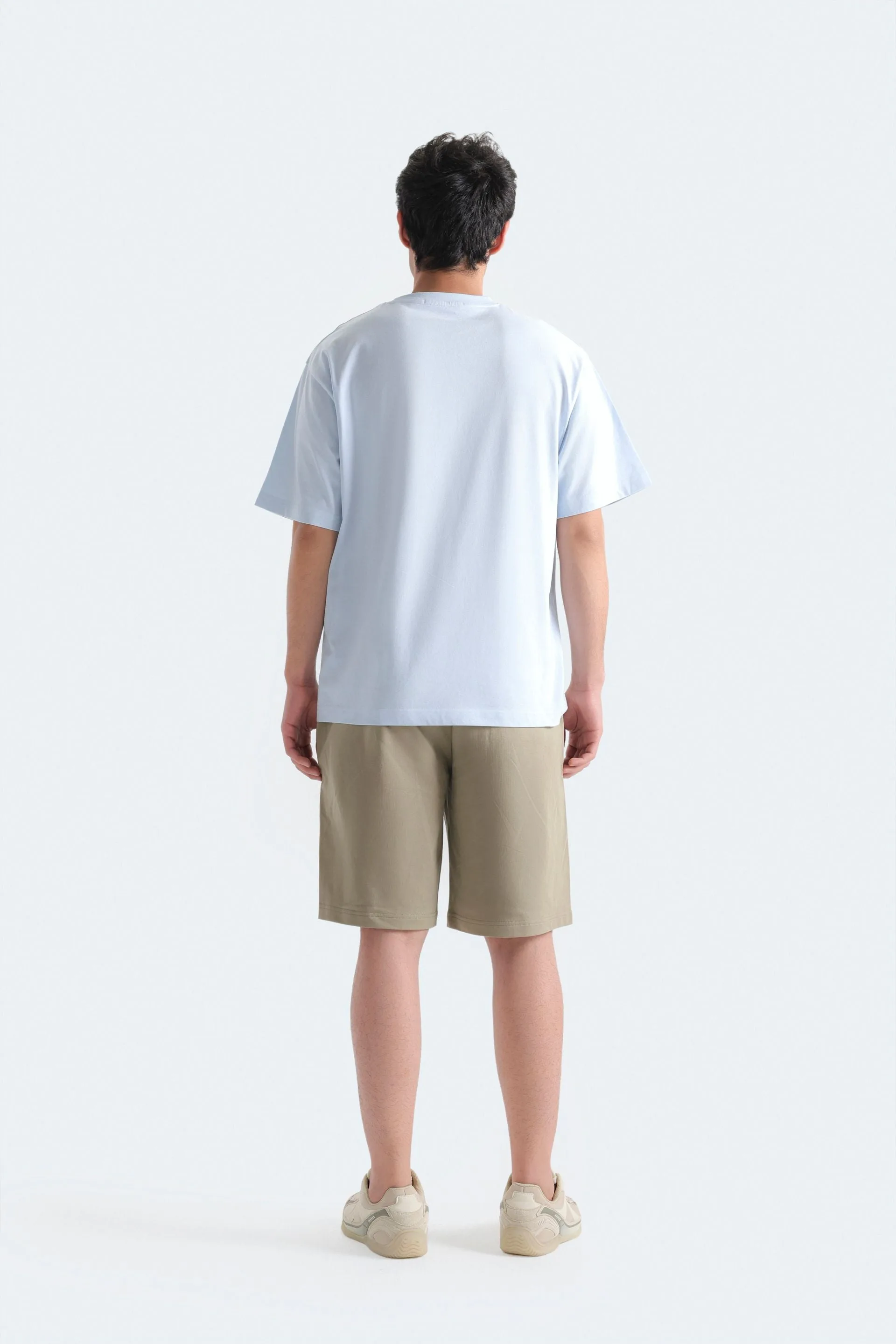 Crew Neck Dusty Blue T-Shirt - View 4