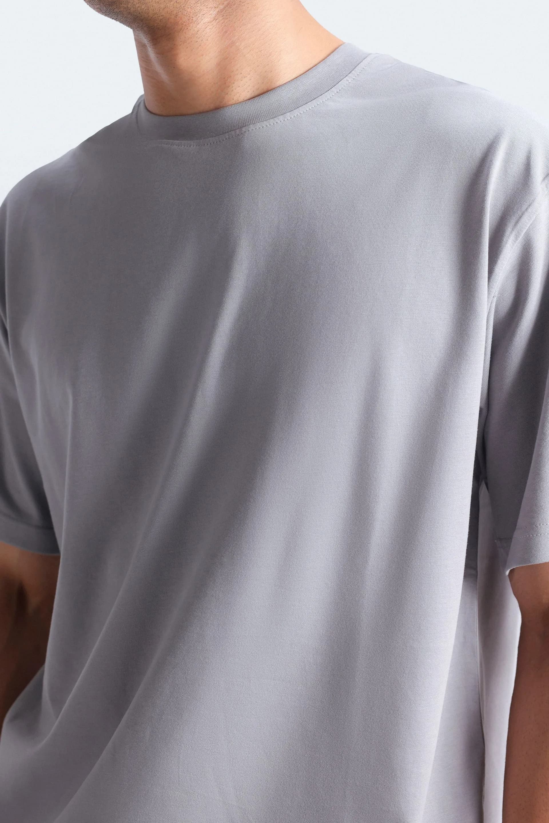 Crew Neck Pale Grey T-Shirt - View 2