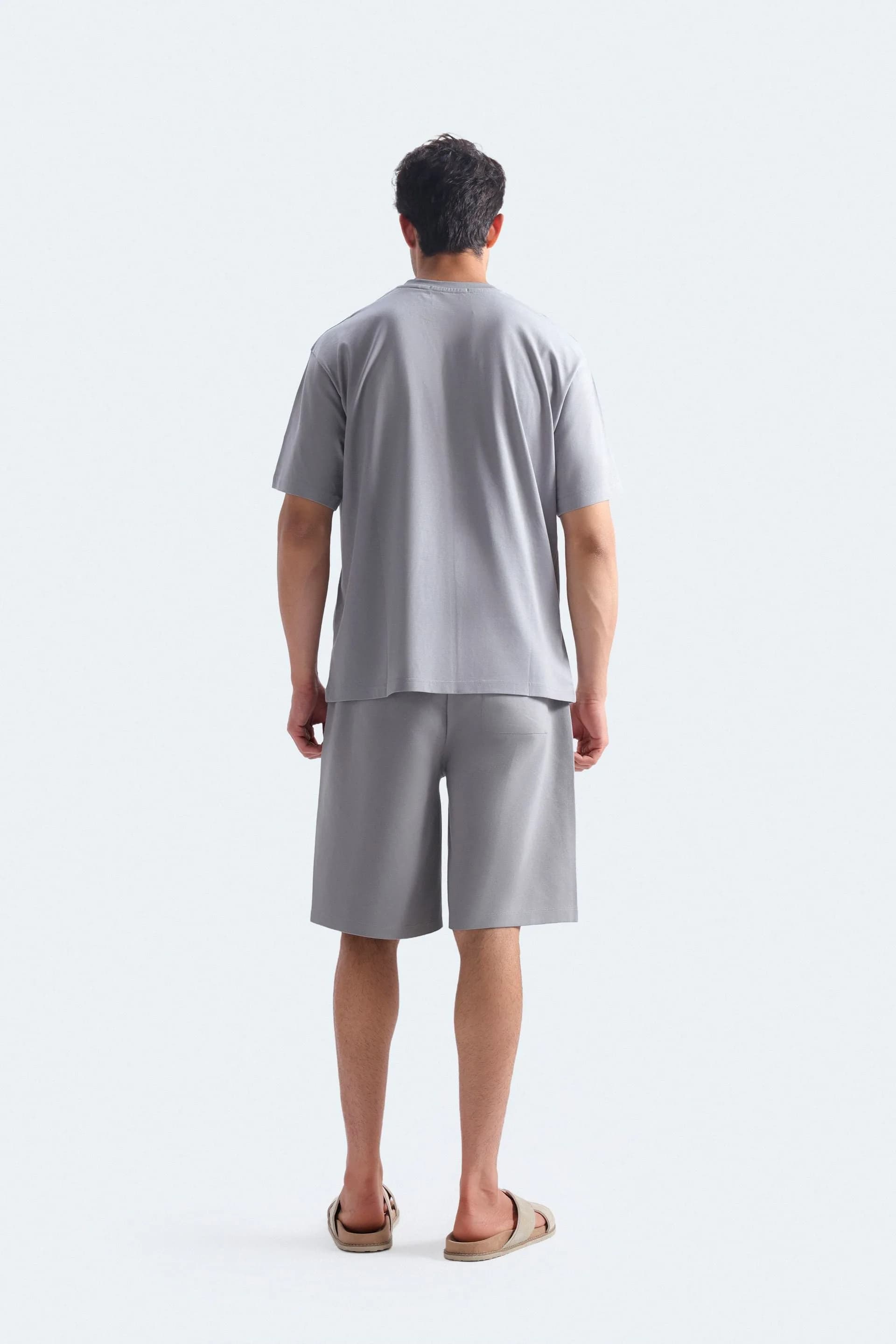 Crew Neck Pale Grey T-Shirt - View 4