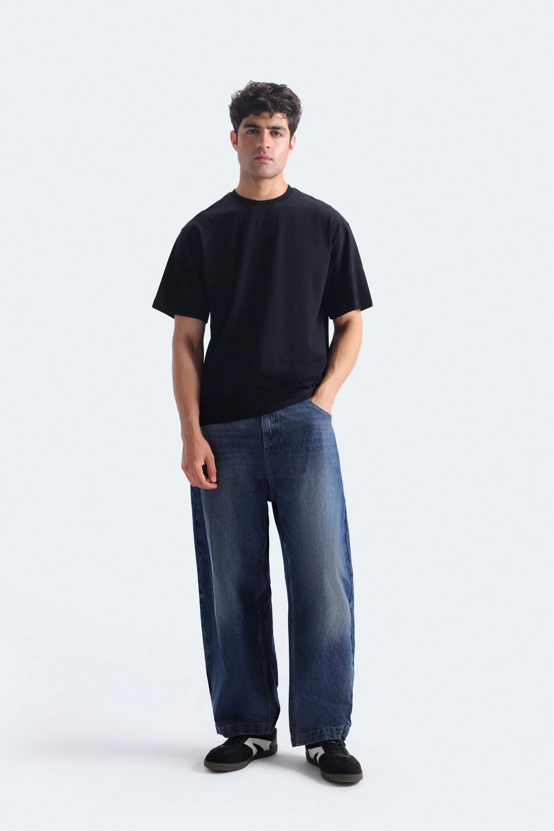 Crew Neck Black T-Shirt - View 1