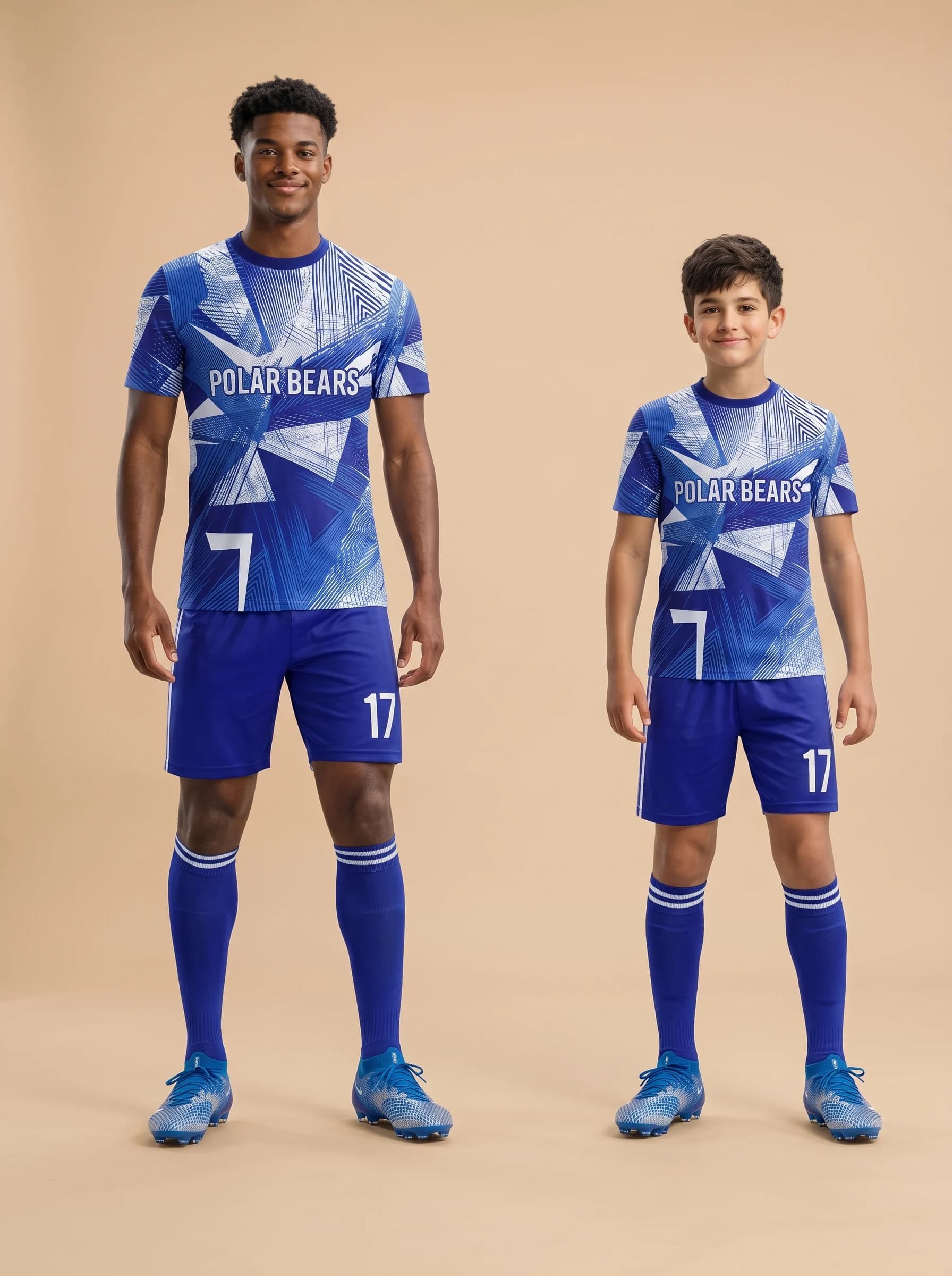 Royal Blue Geometric Soccer Kit
