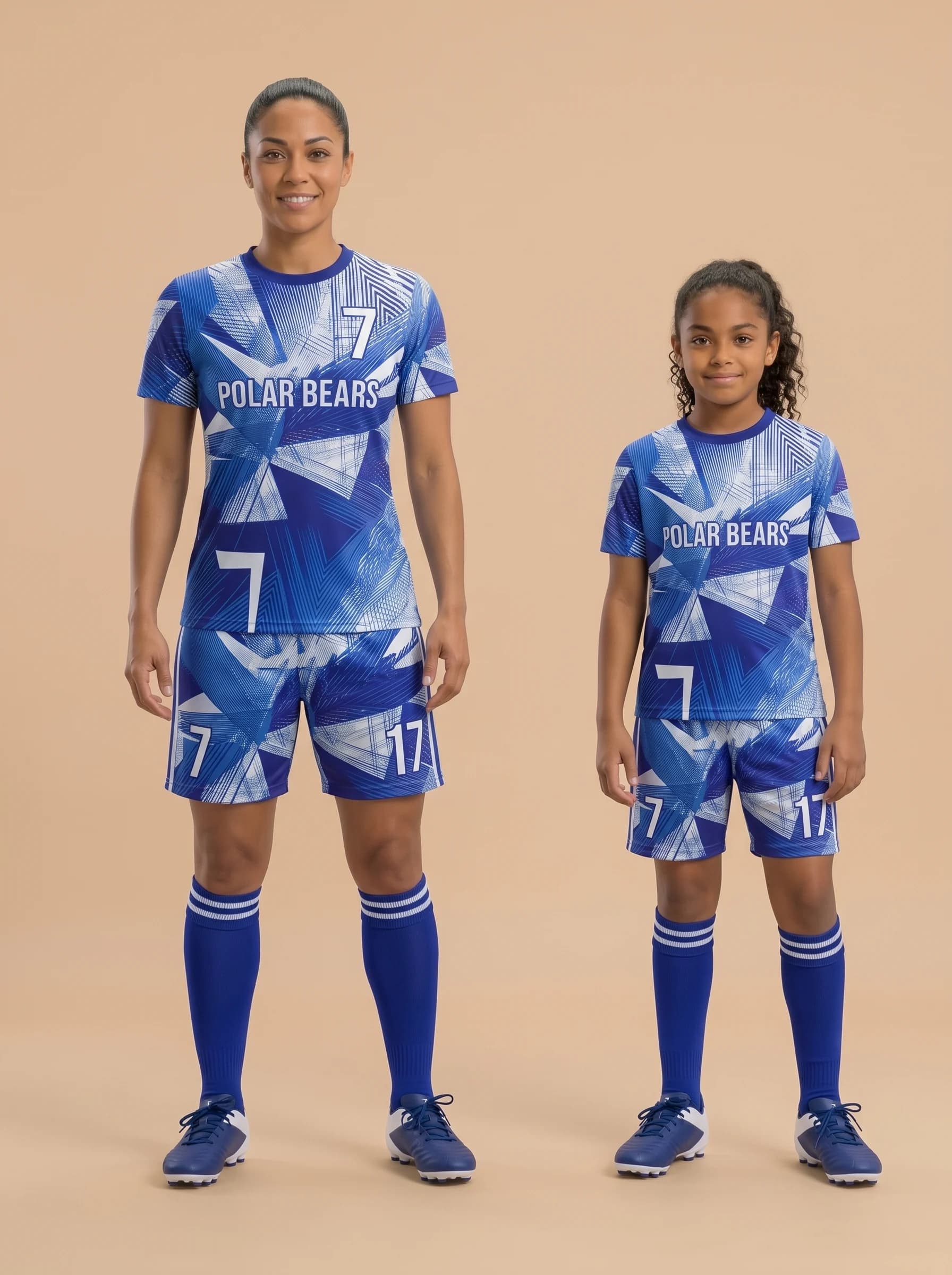 Royal Blue Geometric Soccer Kit