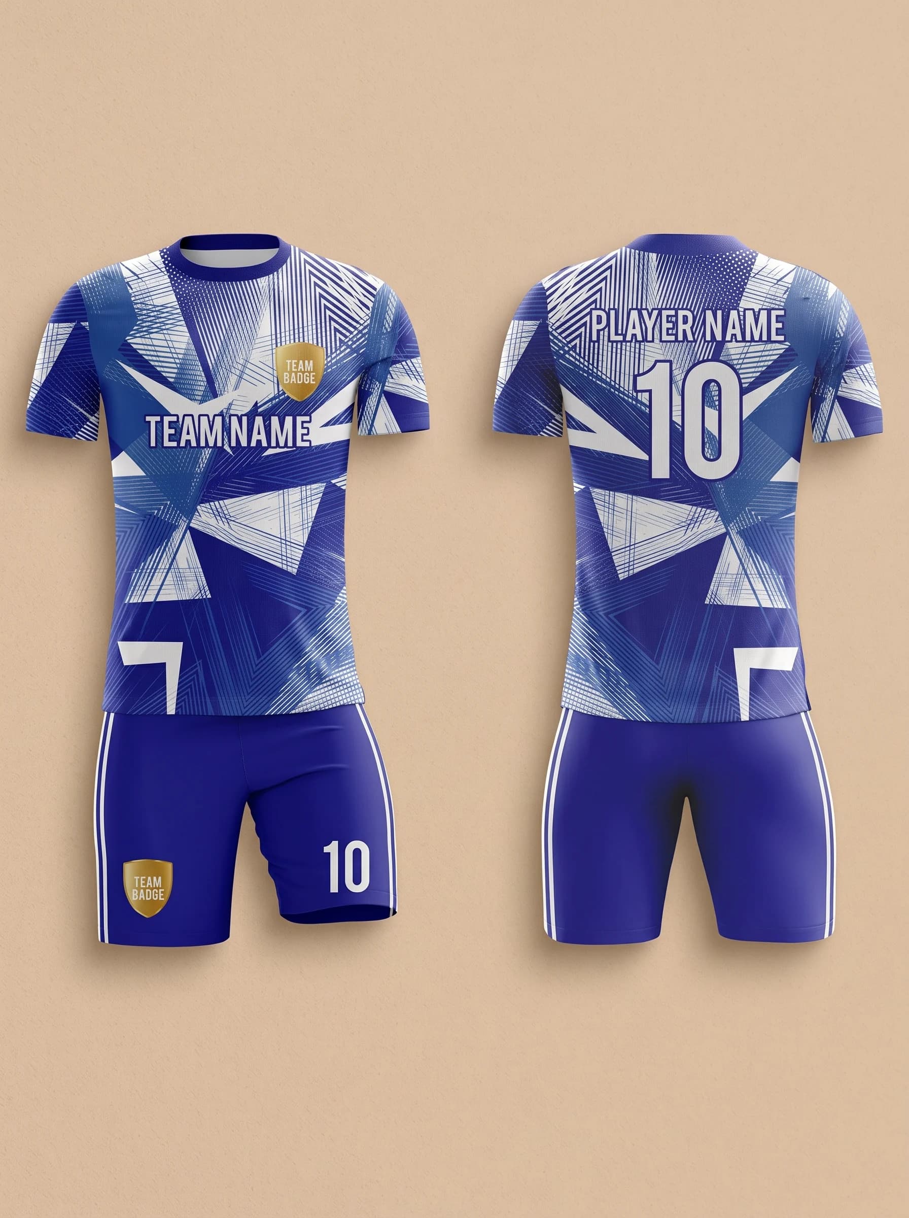 Royal Blue Geometric Soccer Kit