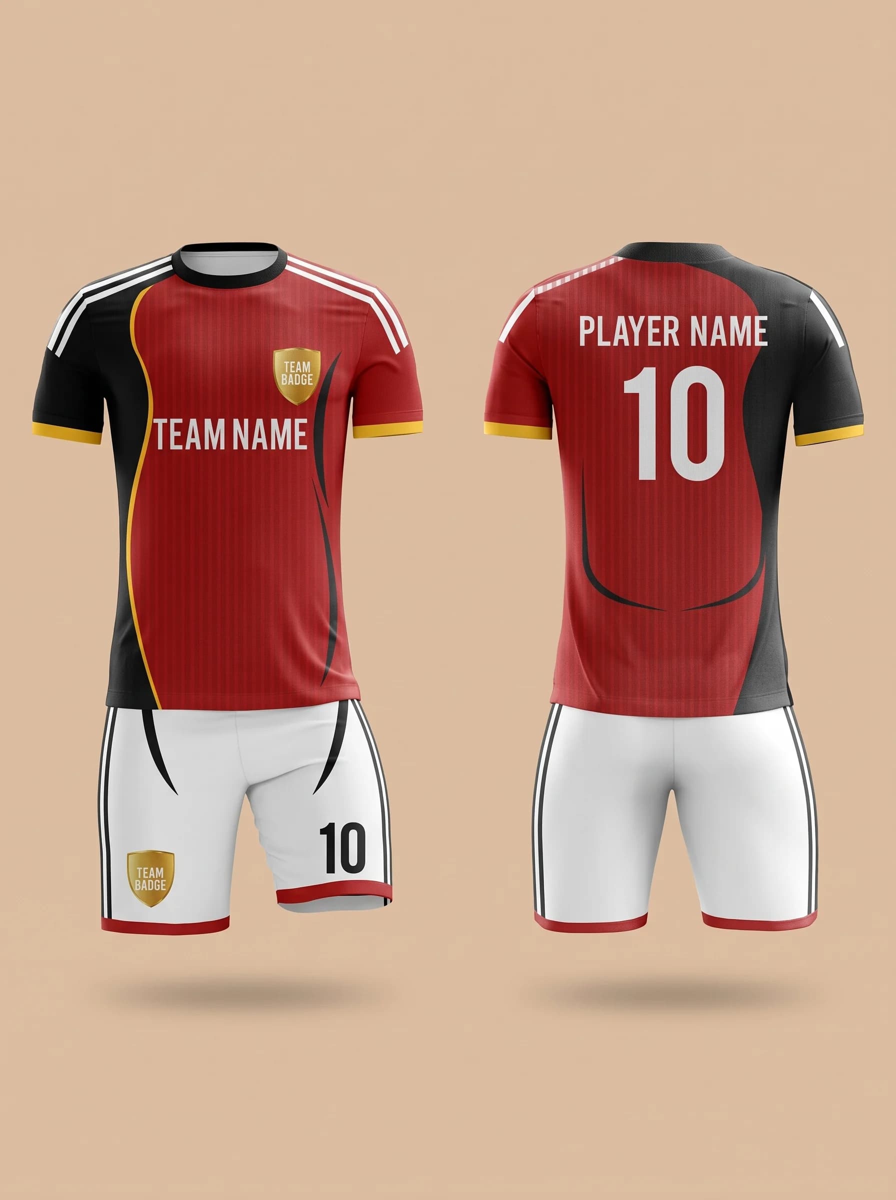 Red and Black Custom Soccer Kit