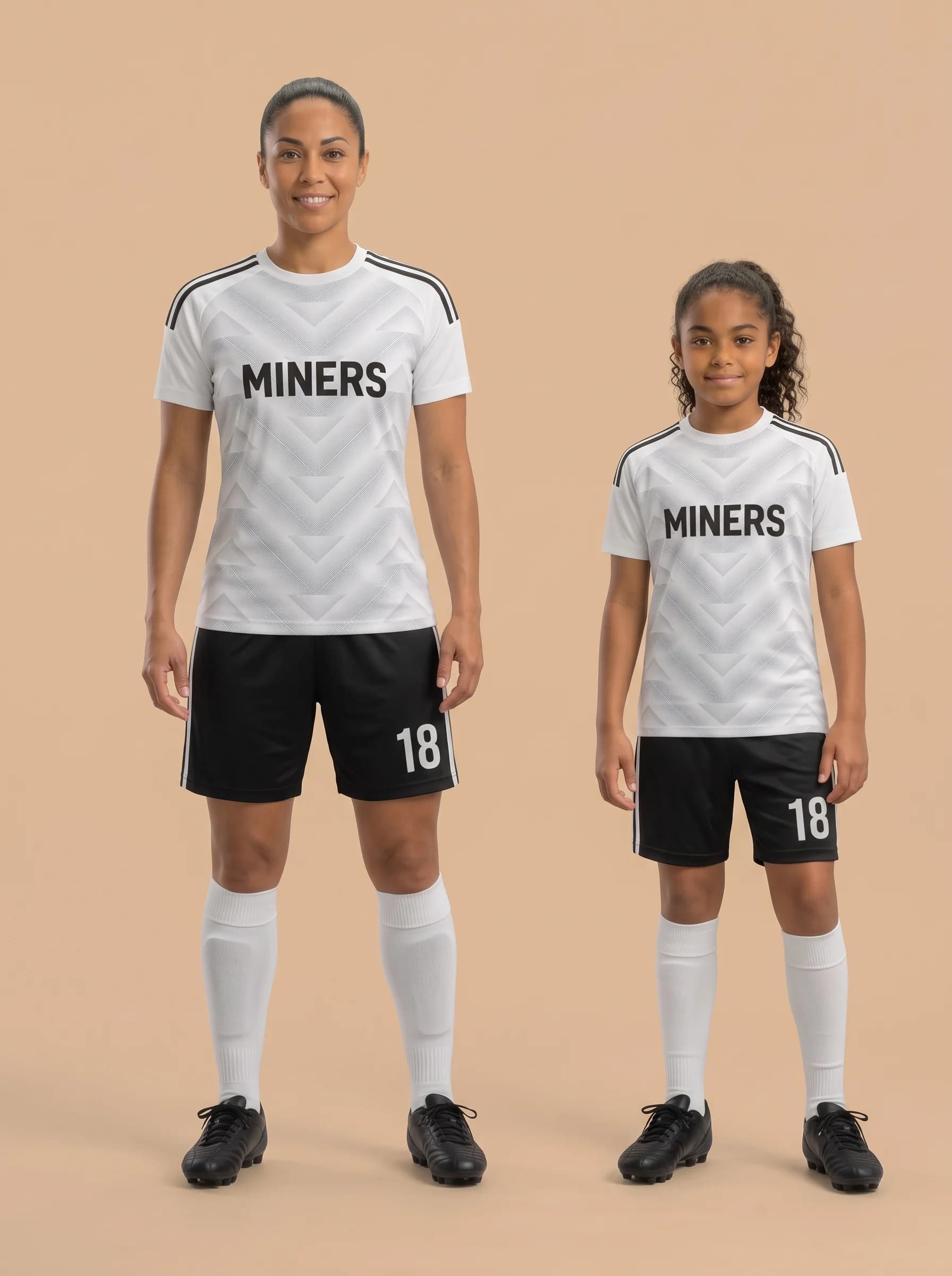White and Black Geometric Soccer Kit