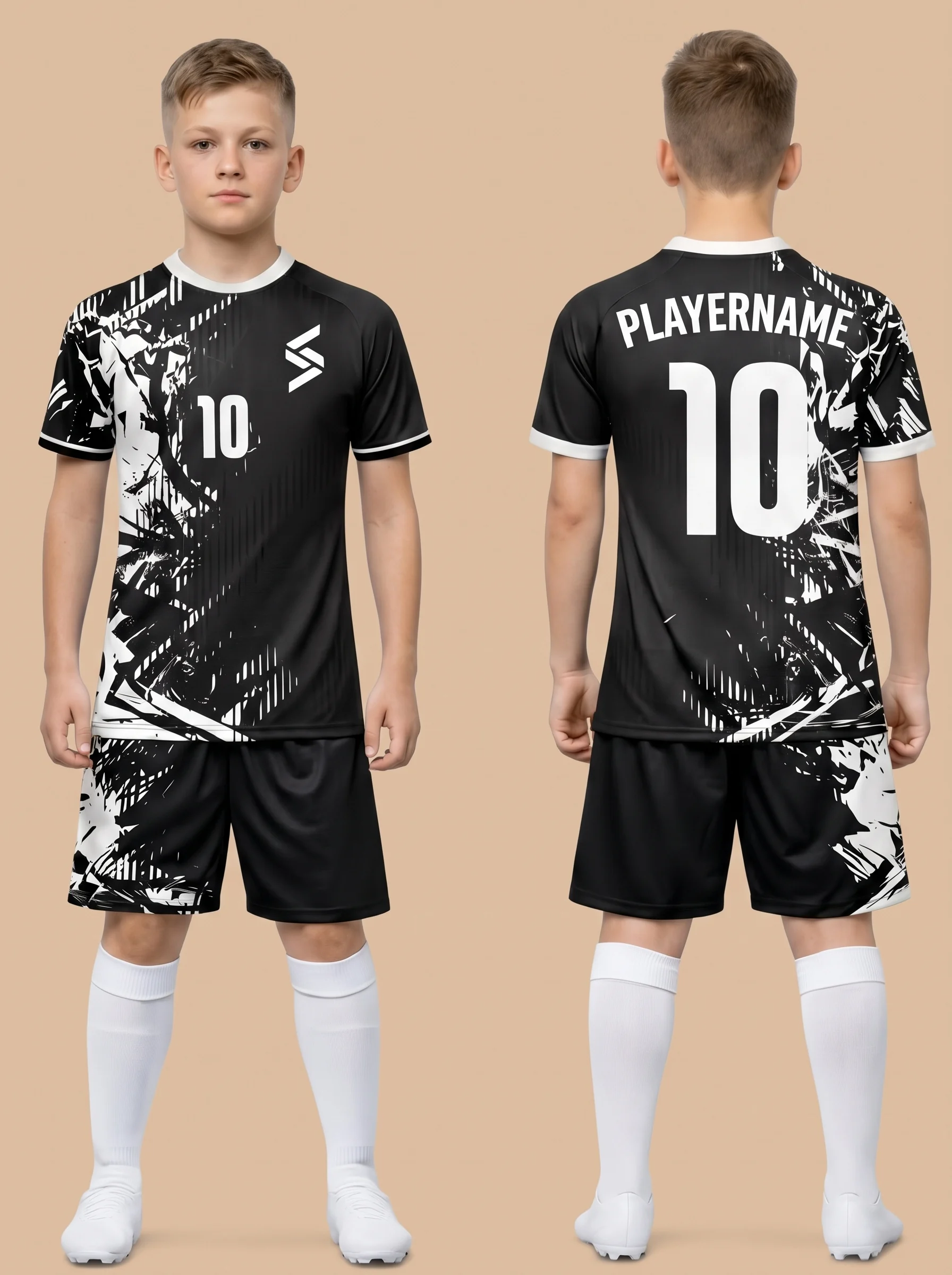 Black Graphic Soccer Kit