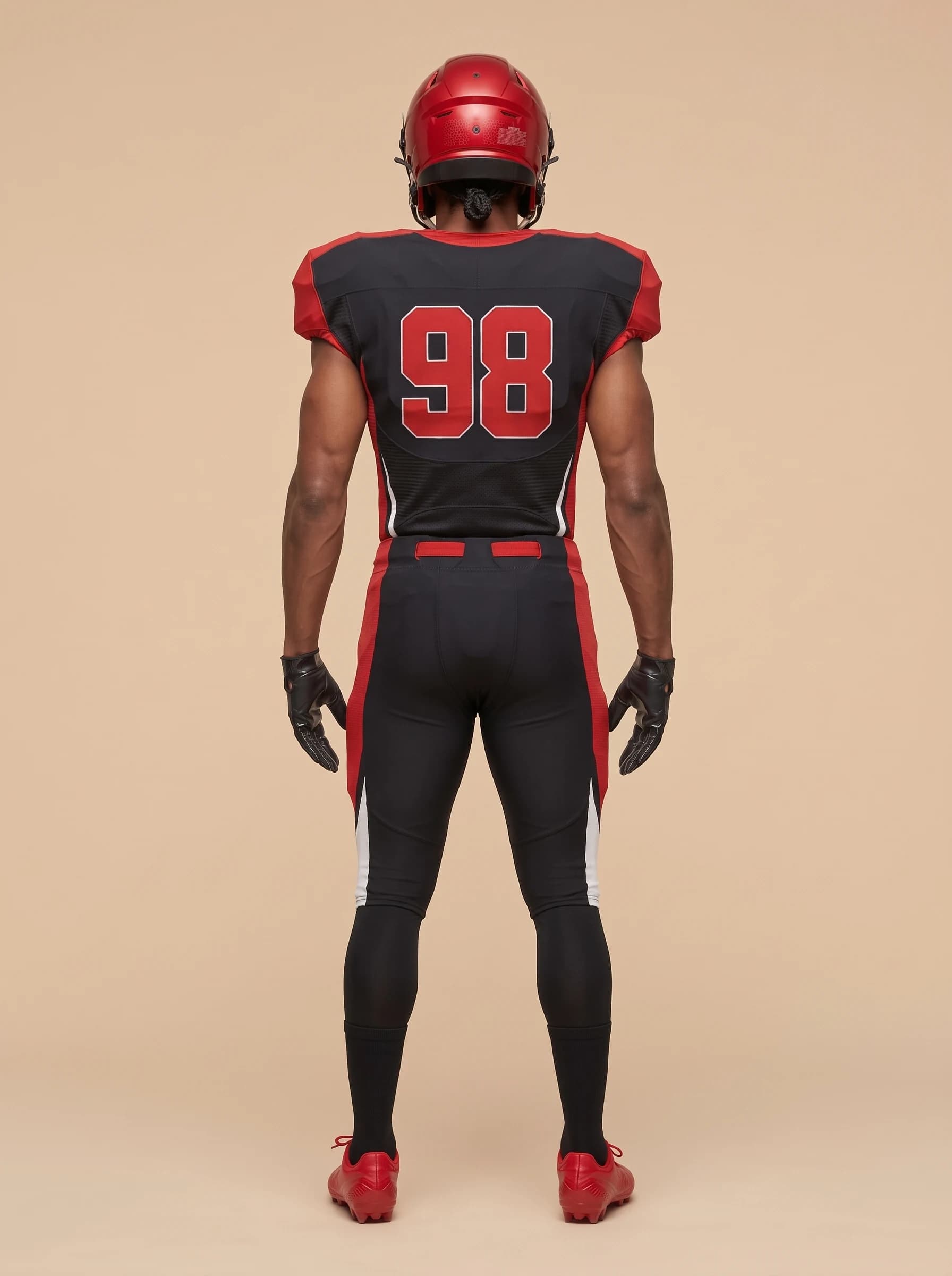 Red and Black American Football Uniform