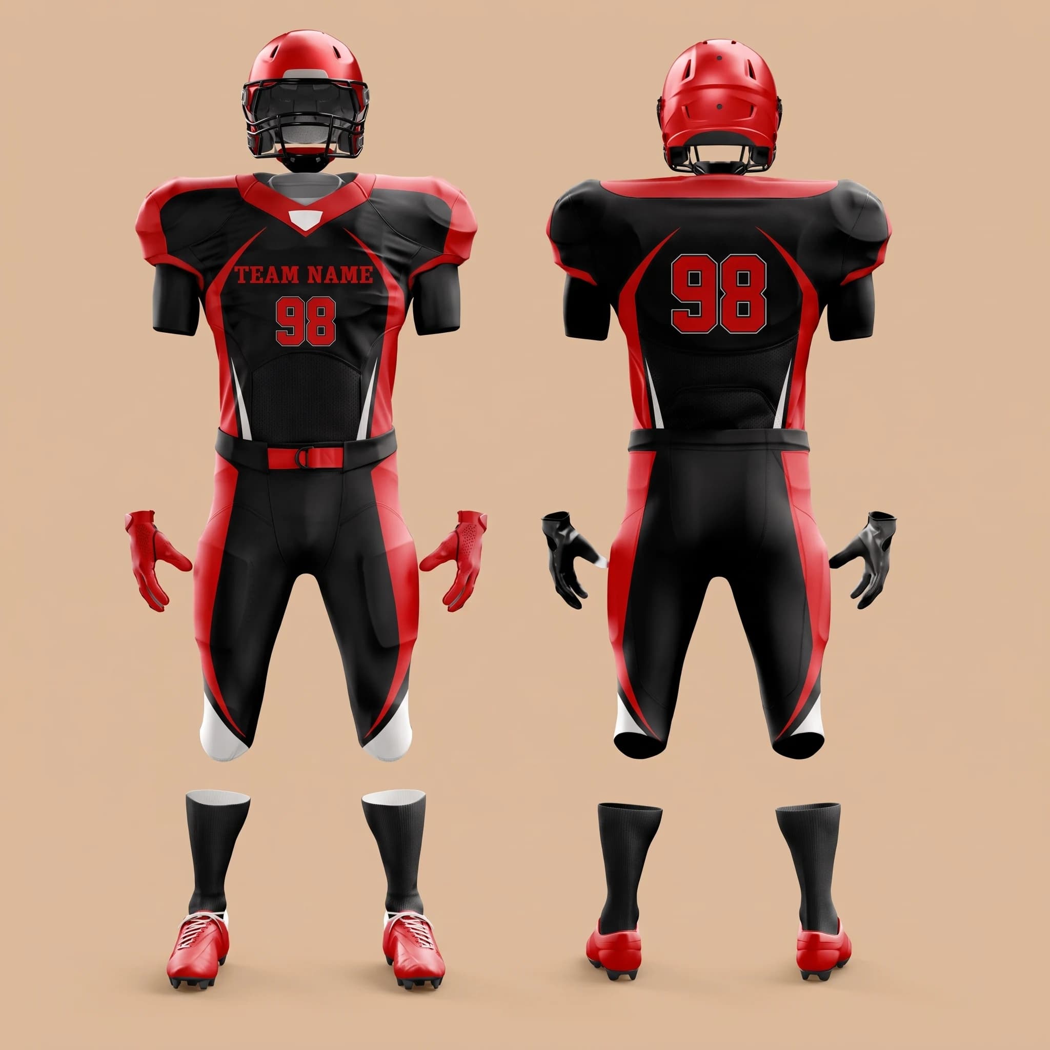 Red and Black American Football Uniform