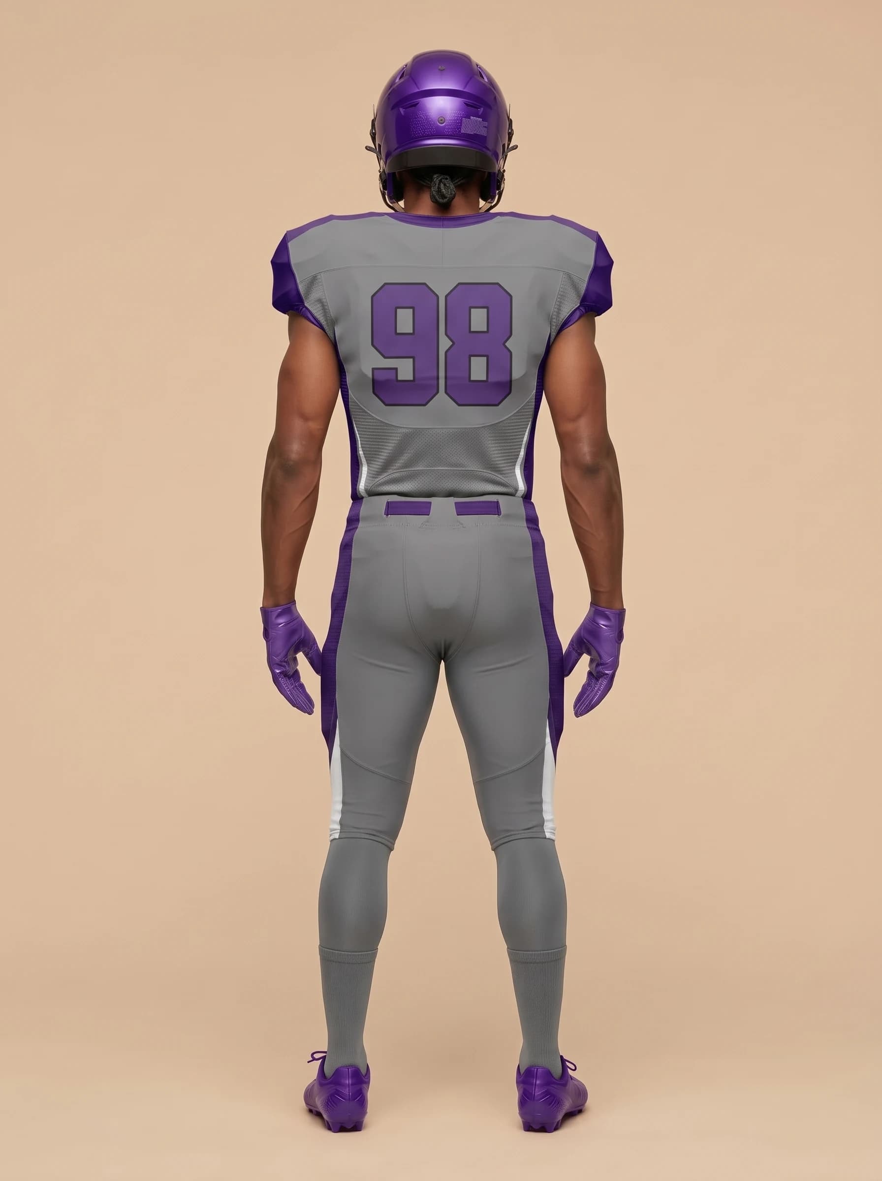 Purple and Silver American Football Uniform