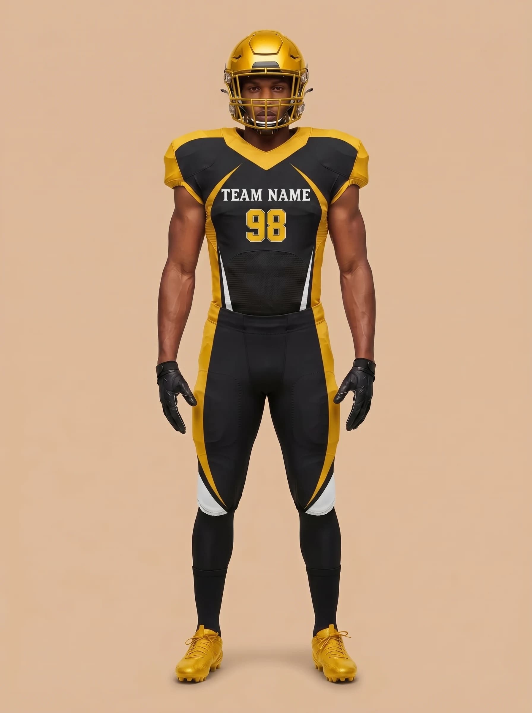 Black and Gold American Football Uniform - View 3