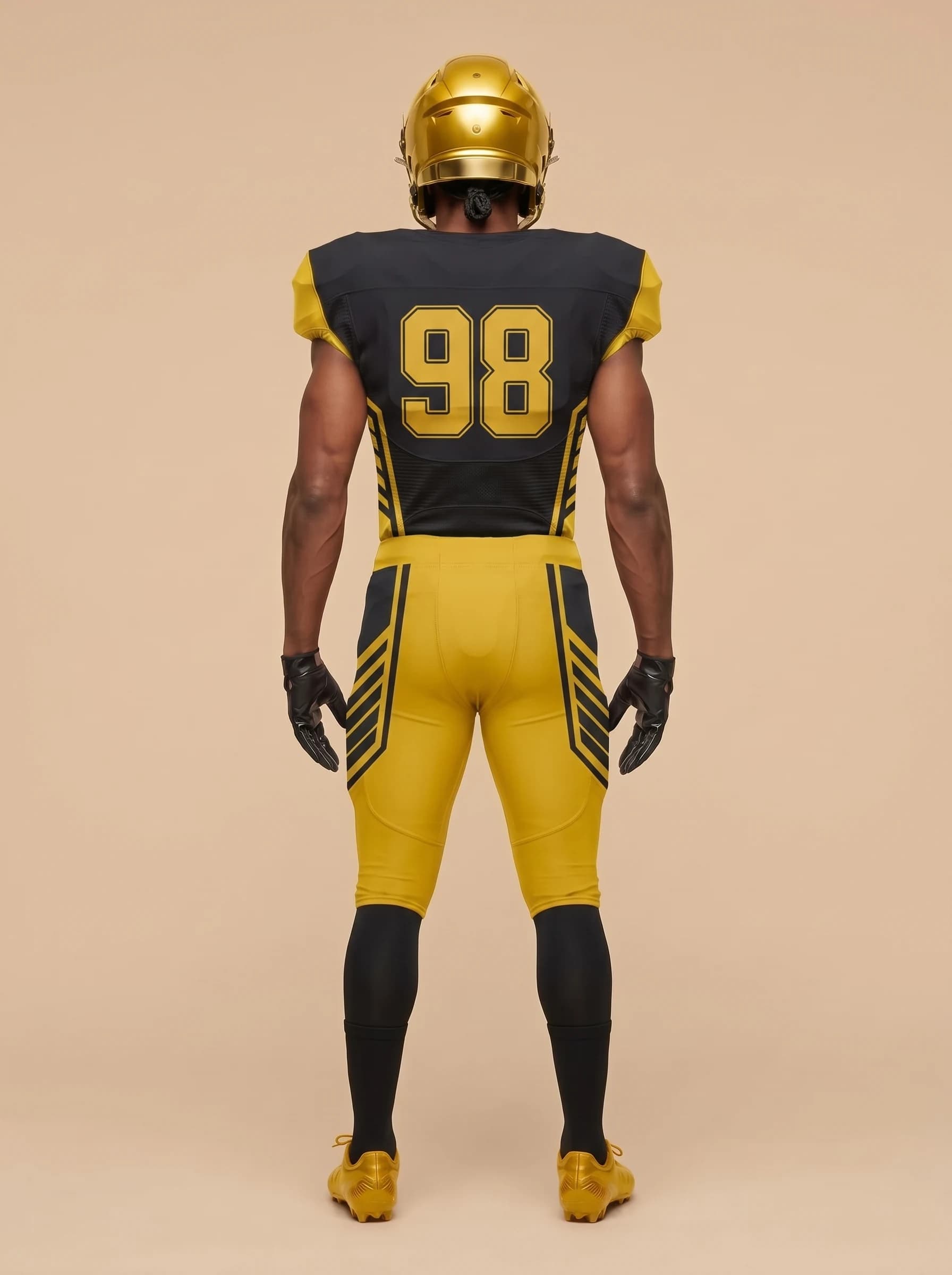 Black and Gold American Football Uniform - View 4