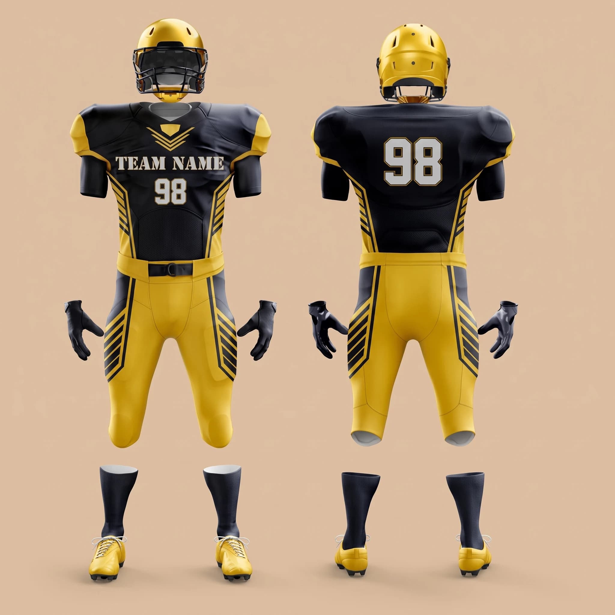 Black and Gold American Football Uniform - View 5