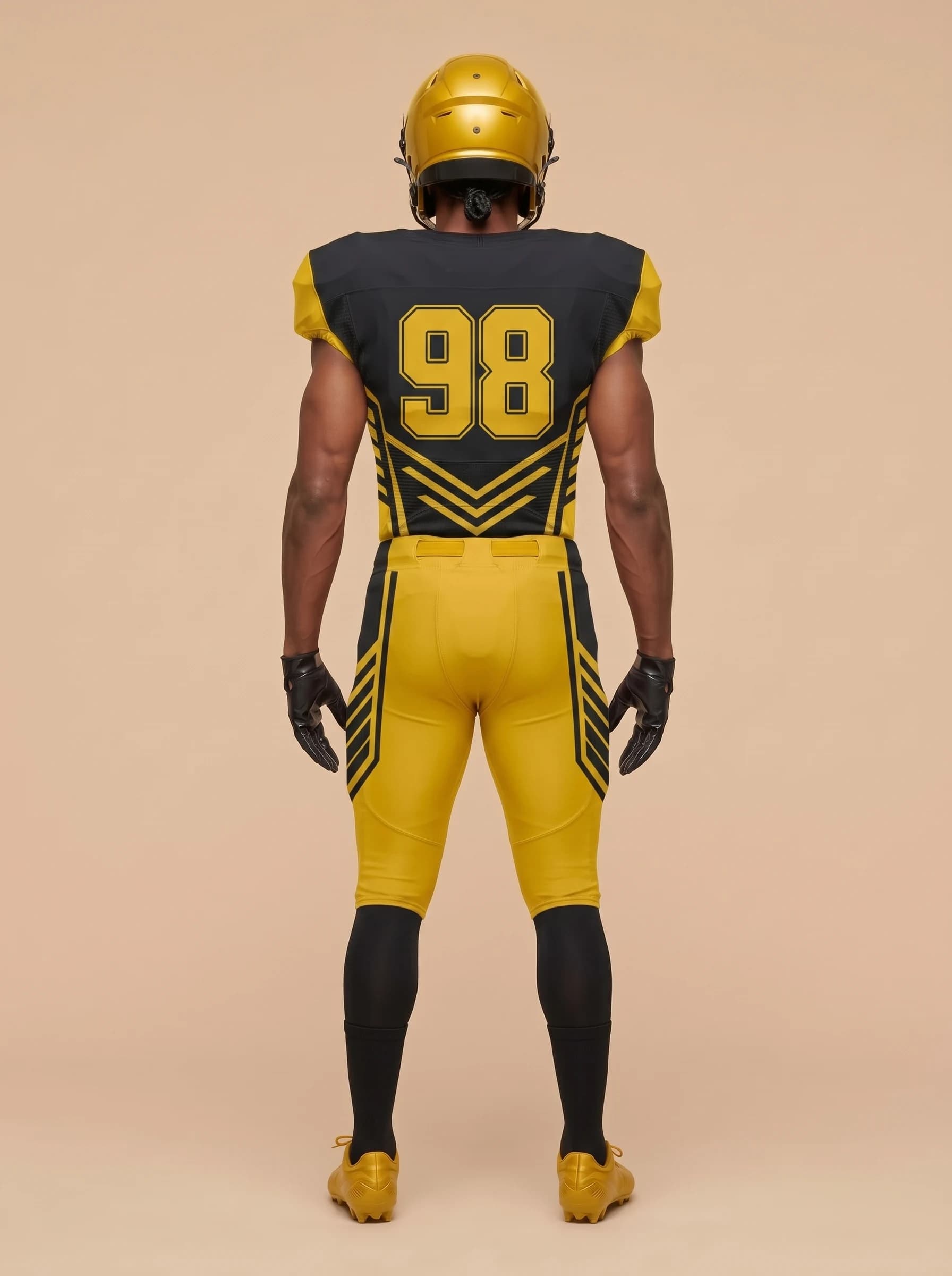 Black and Gold American Football Uniform - View 2