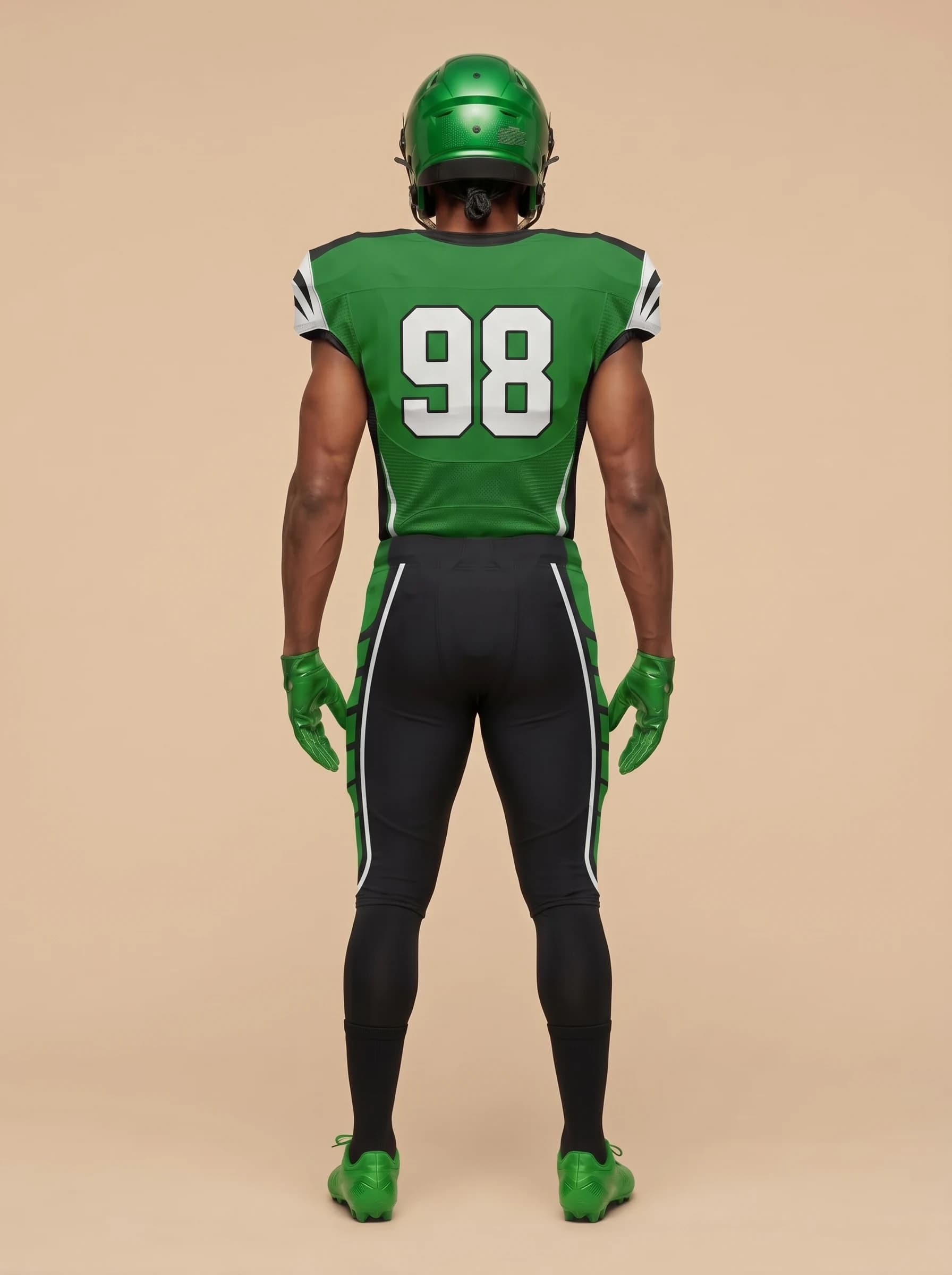 Green and Black American Football Uniform - View 2