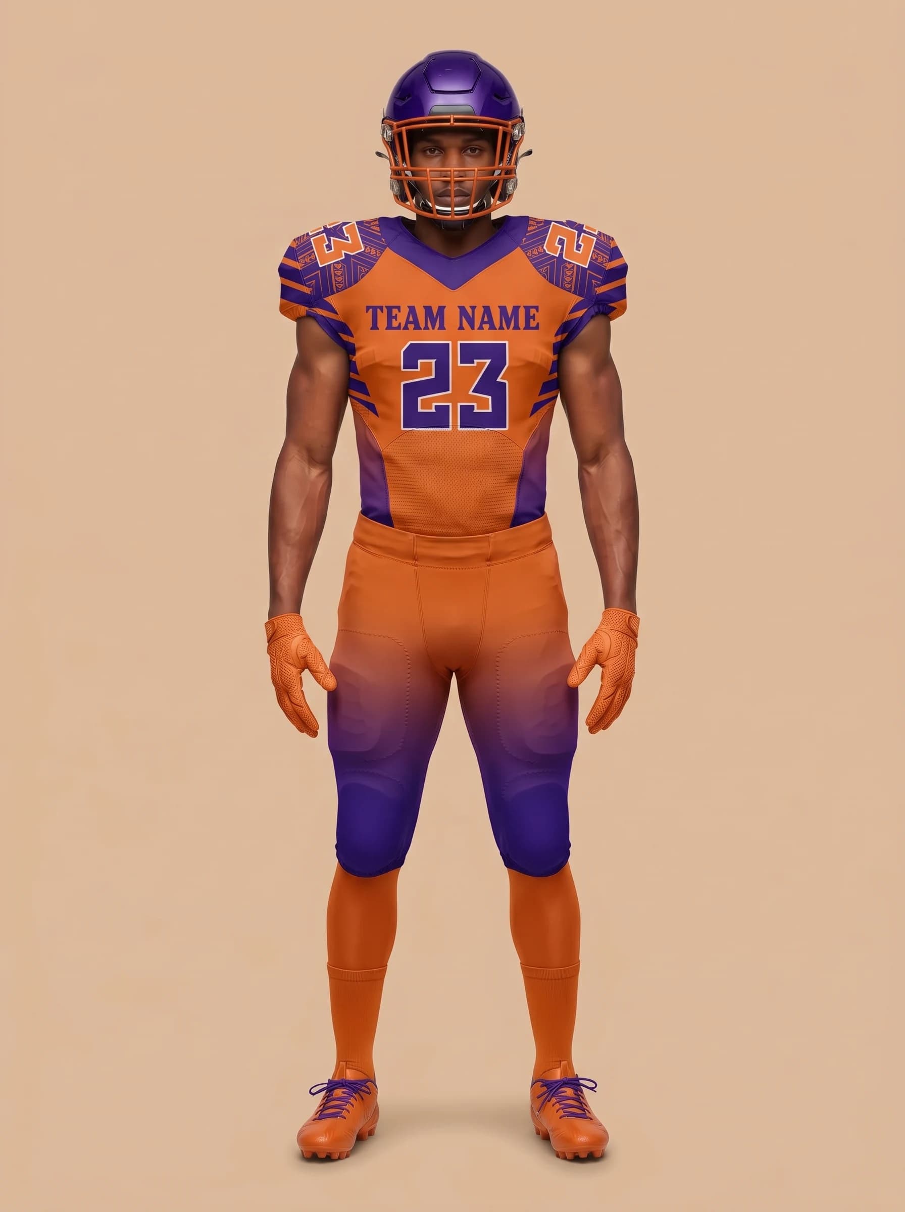 Orange and Purple American Football Uniform - View 1