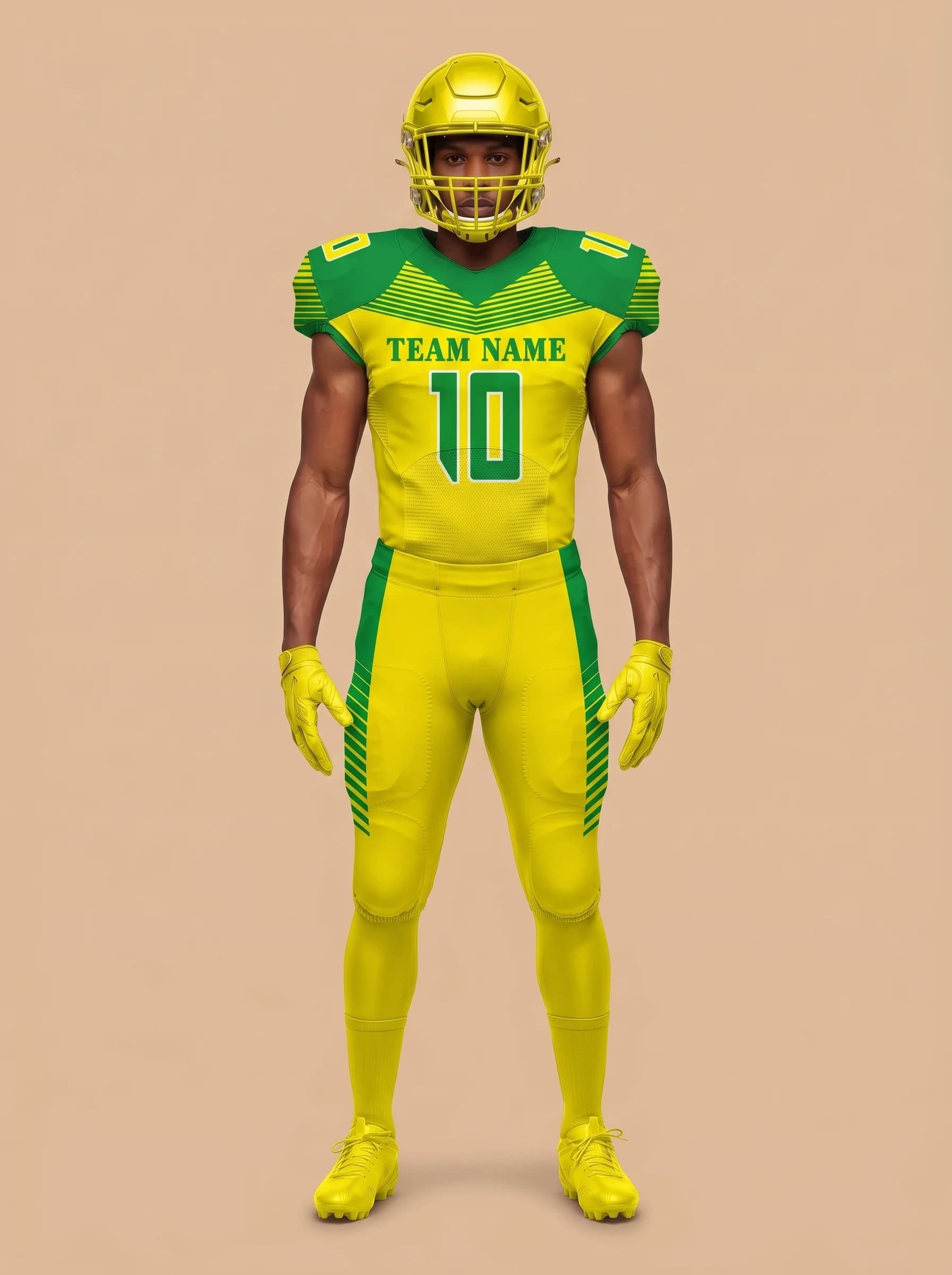 Yellow and Green American Football Uniform - View 1