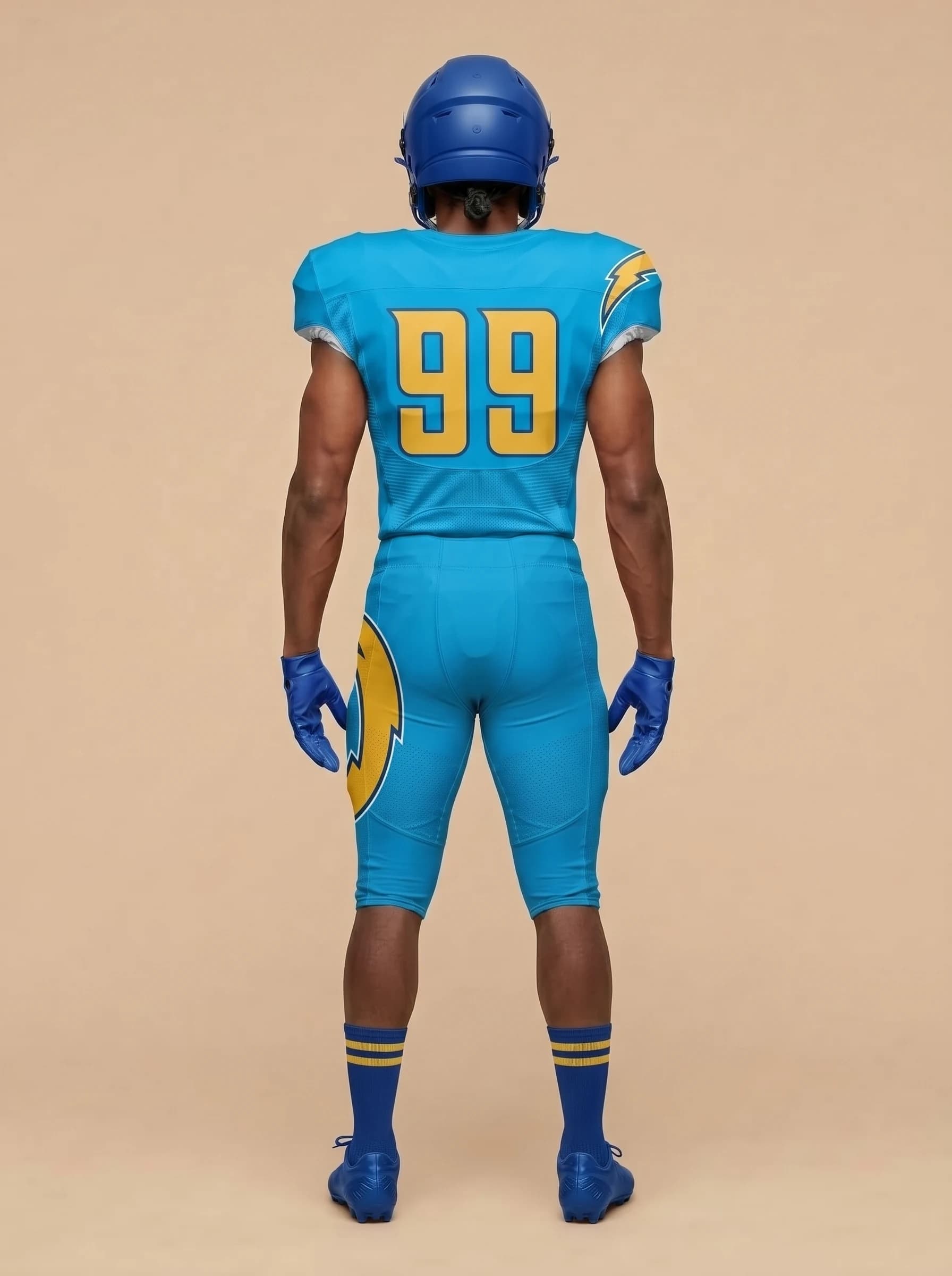 Blue and Orange American Football Uniform - View 2