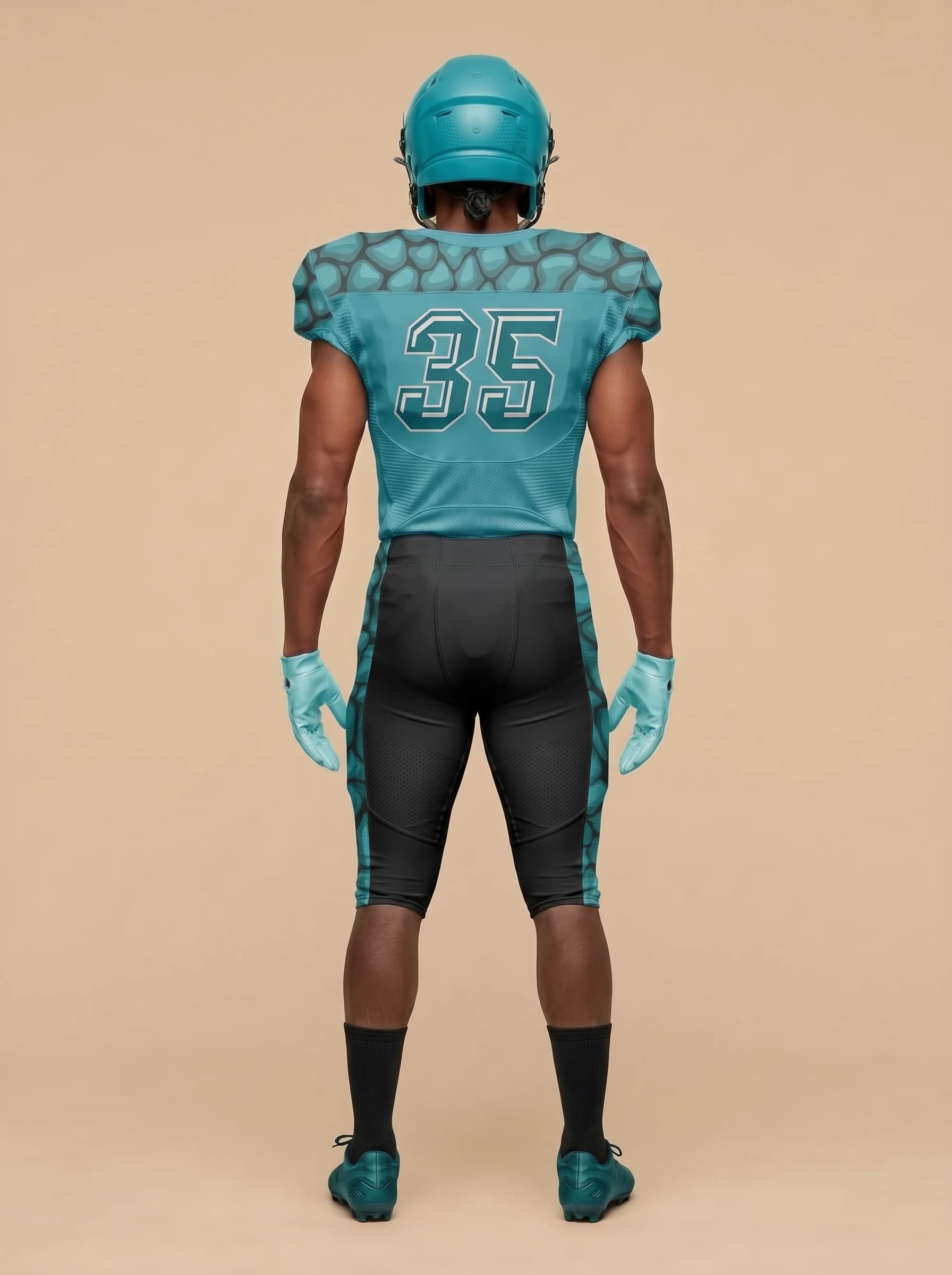 Teal and Black American Football Uniform - View 2