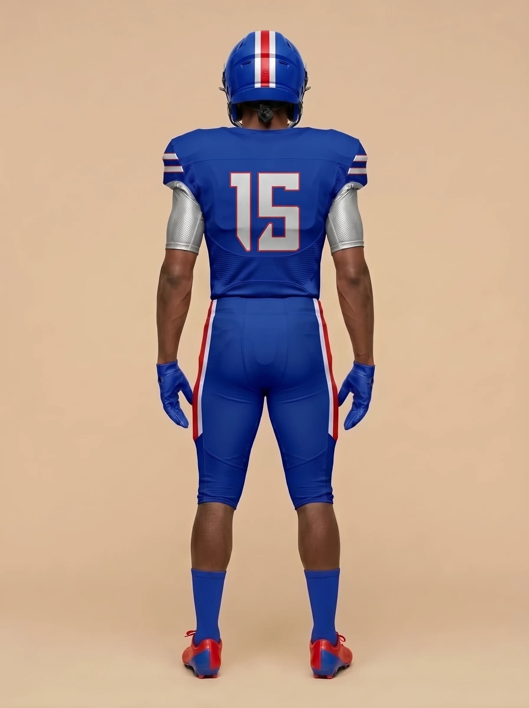 Royal Blue and White American Football Uniform - View 2