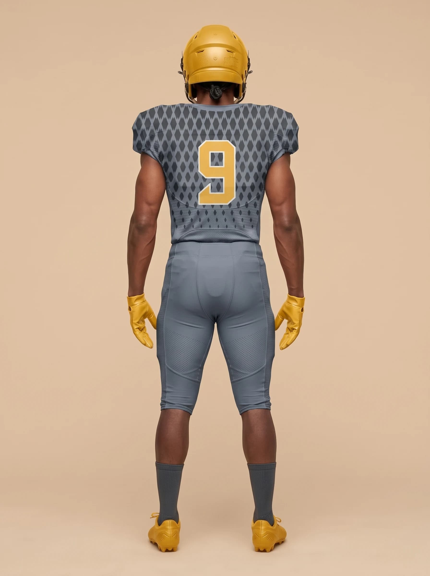 Grey and Gold American Football Uniform - View 2