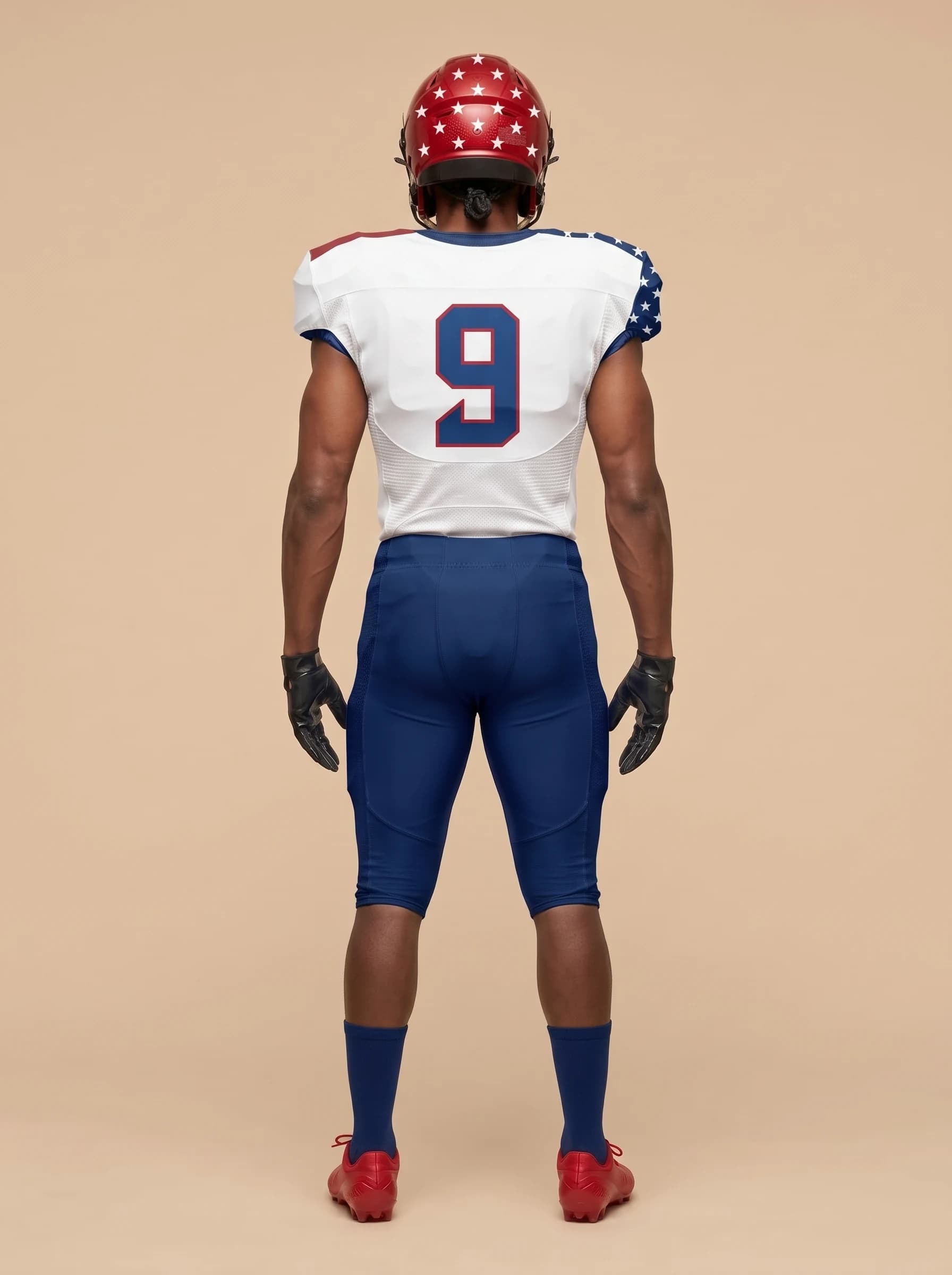 White and Navy American Football Uniform - View 2
