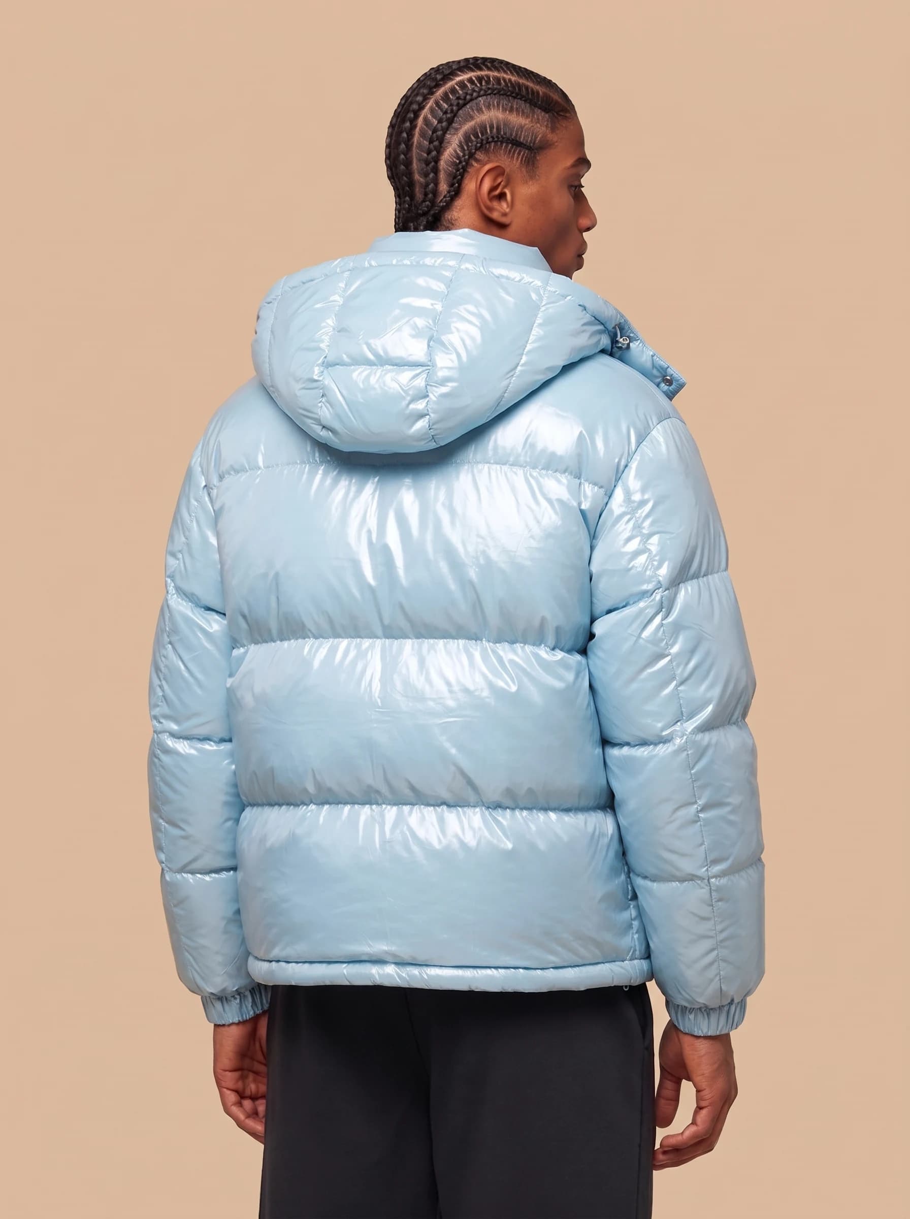 Sky Blue Hooded Puffer Jacket