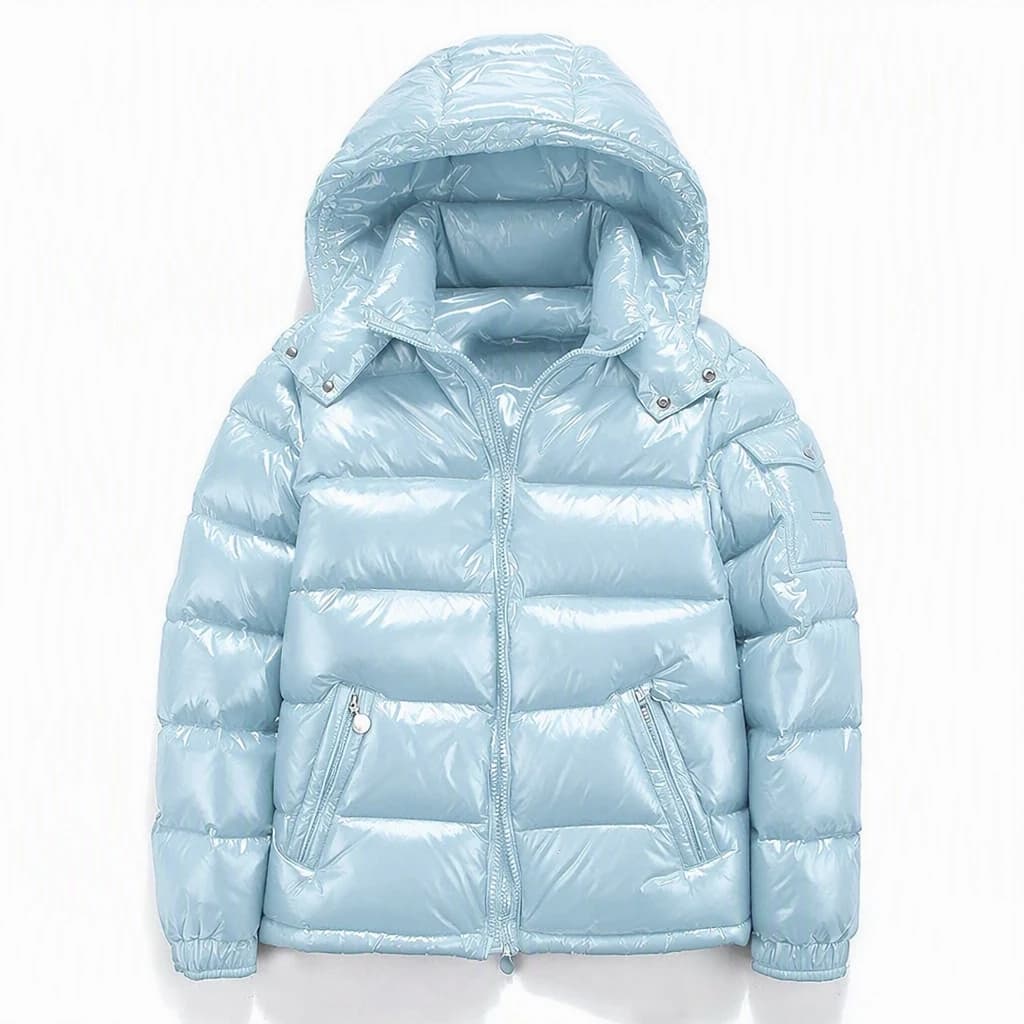 Sky Blue Hooded Puffer Jacket - View 5
