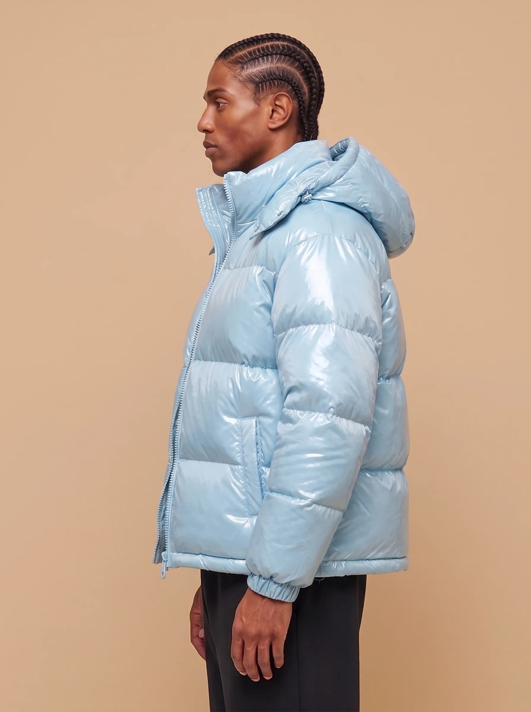 Sky Blue Hooded Puffer Jacket