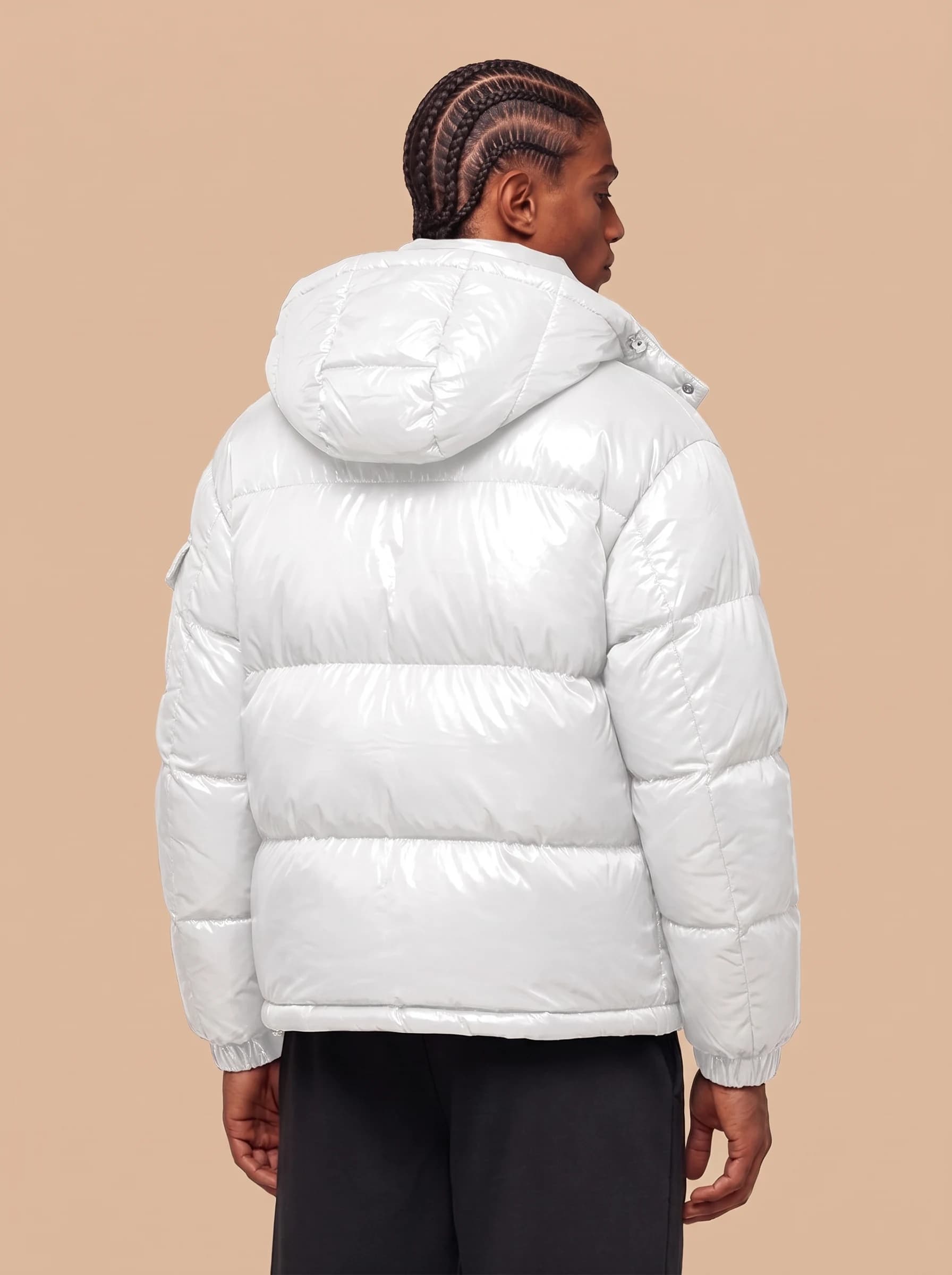 White Glossy Hooded Puffer Jacket